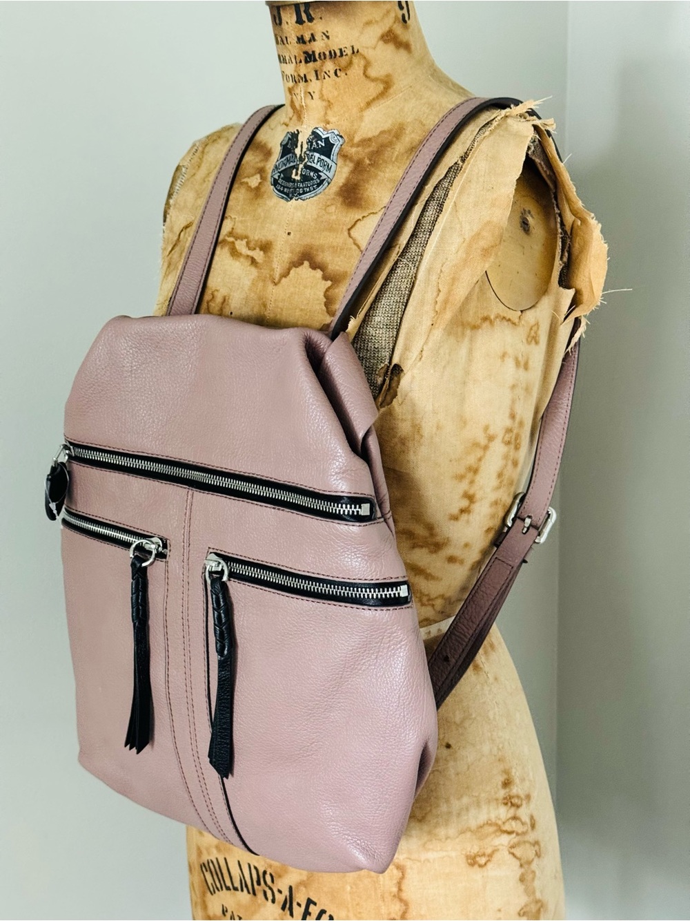 ORYANY Chloe Pebbled Leather Backpack in Dusty Rose - Picture 3 of 9